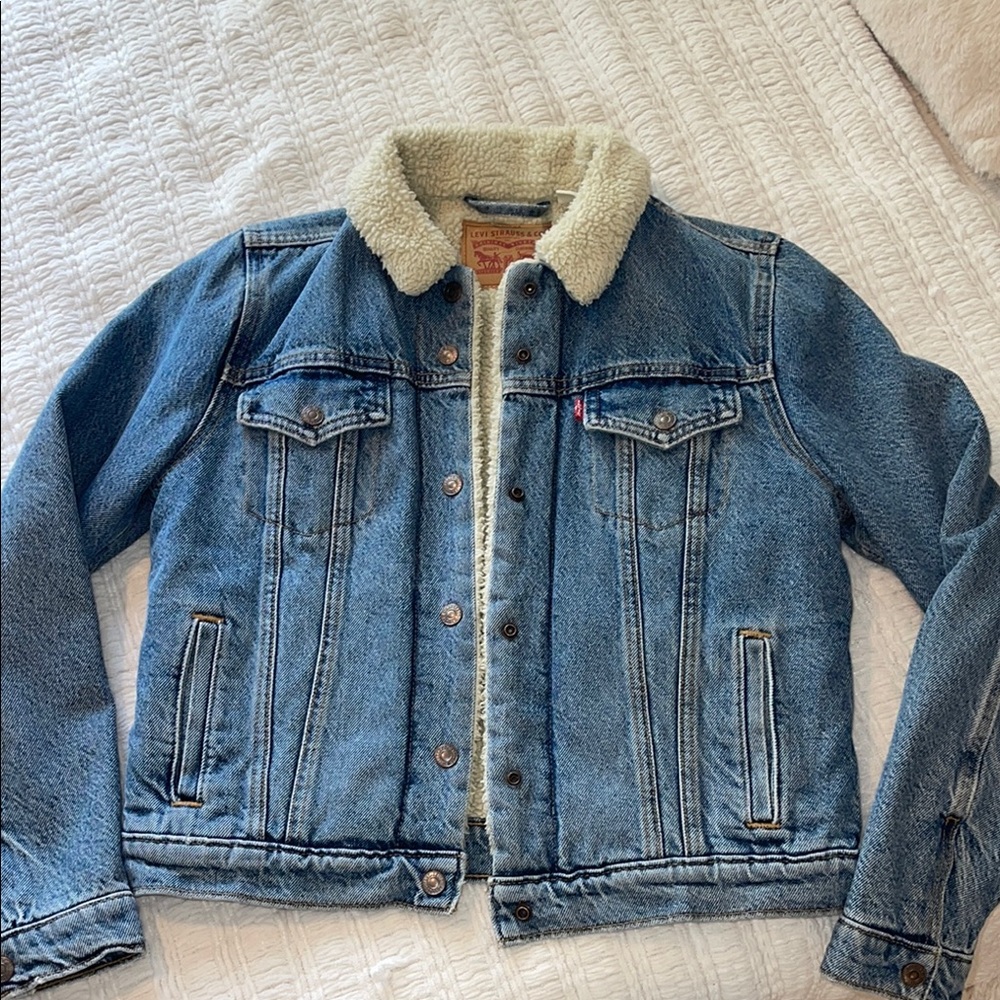 Levi's Light Blue Denim Jacket with Sherpa Collar